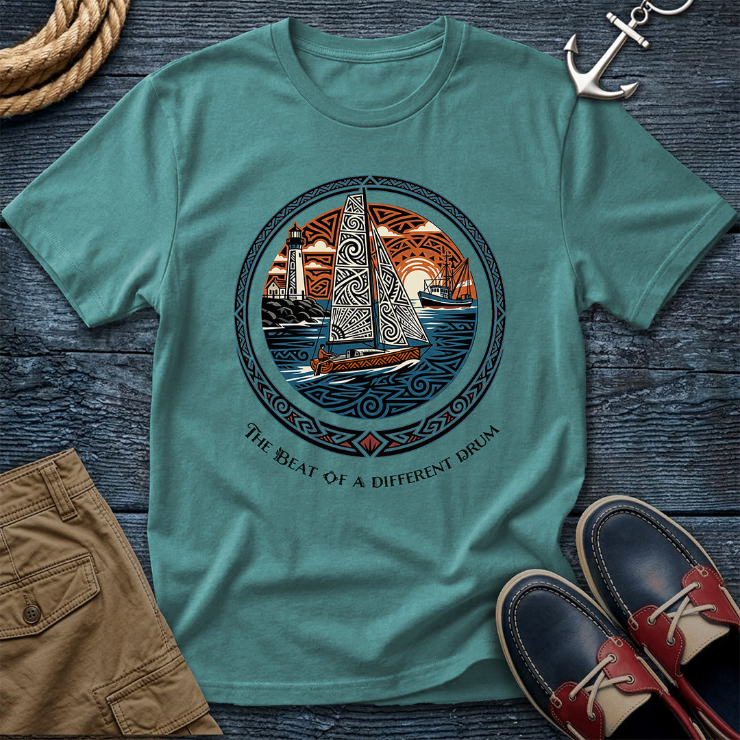 The Beat of a Different Drum Tee — Tribal Sailboat