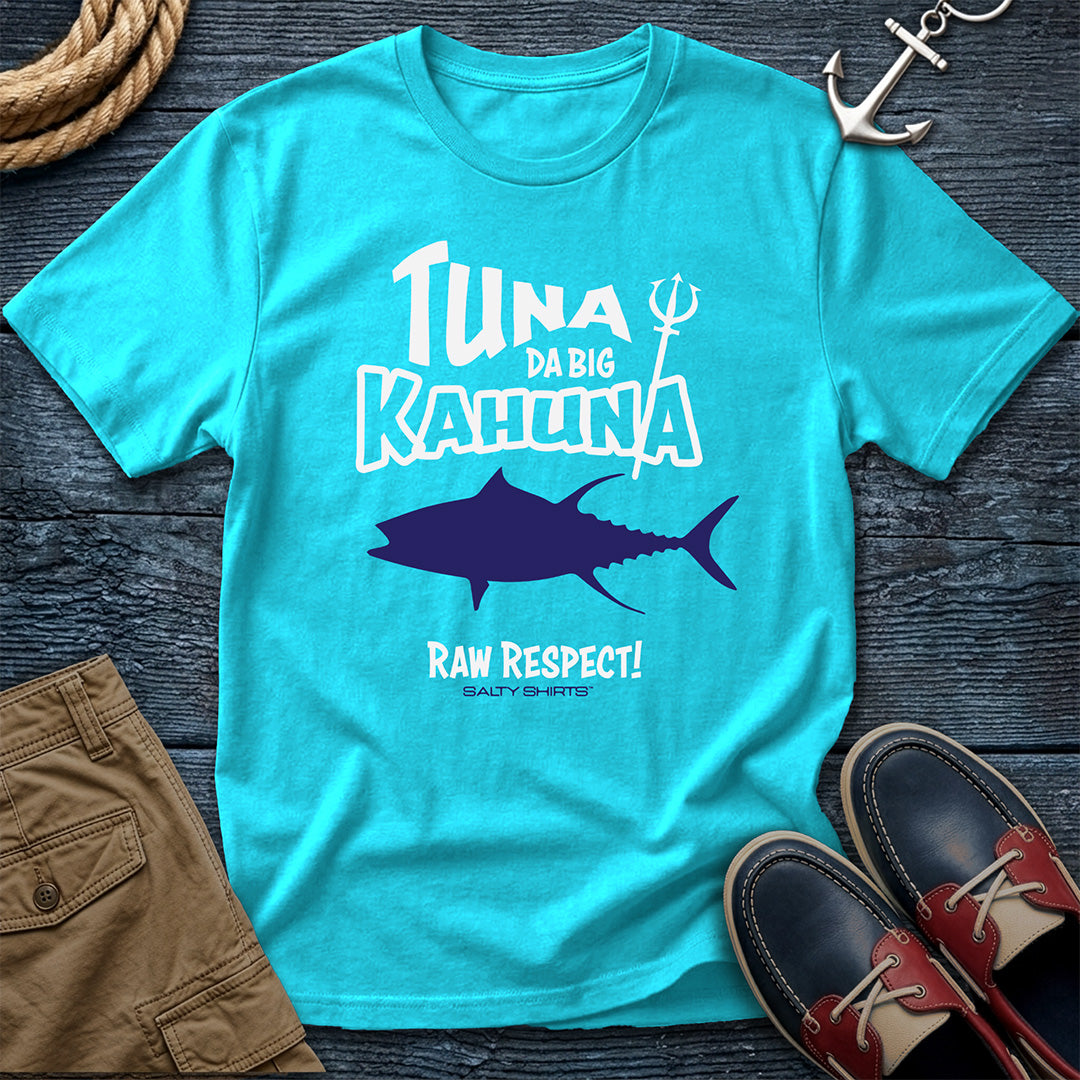 Tuna Da Big Kahuna T-Shirt in Lagoon Blue — coastal fishing graphic tee on Comfort Colors 1717