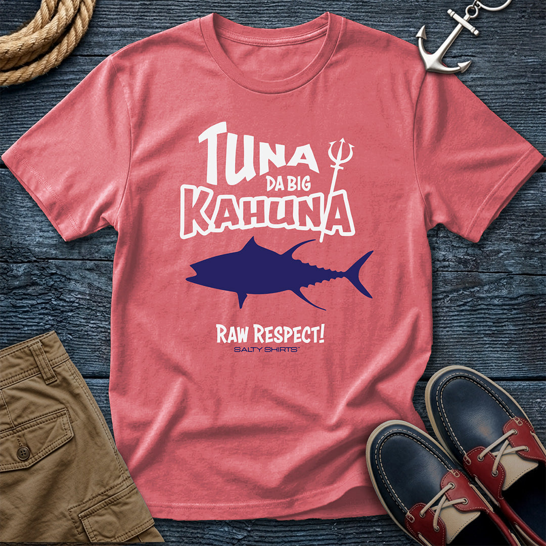 Tuna Da Big Kahuna T-Shirt in Watermelon  — coastal fishing graphic tee on Comfort Colors 1717