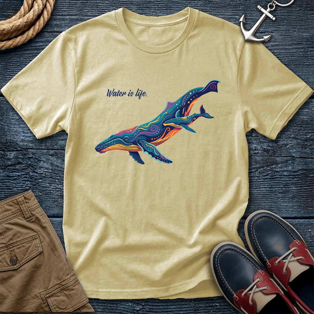 Water is Life Humpback Whale Tee in Banana – coastal graphic t-shirt by Salty Shirts