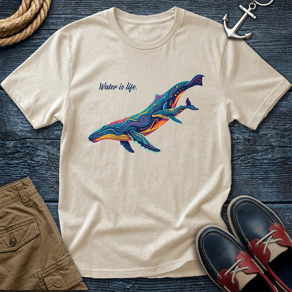 Water is Life Humpback Whale Tee in Ivory – coastal graphic t-shirt by Salty Shirts
