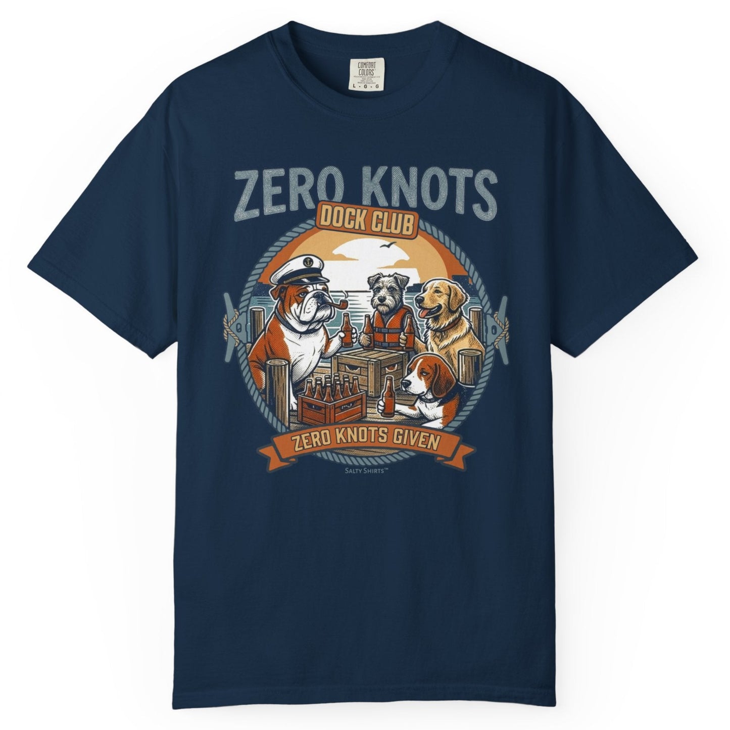 Zero_Knots_Dock_Club_Graphite_T-shirt on white background