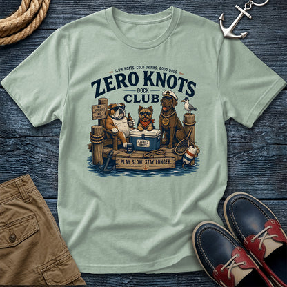 Zero Knots Dock Club tee in bay — vintage dock club graphic tee for boaters, dog lovers, and Great Lakes lifestyle fans