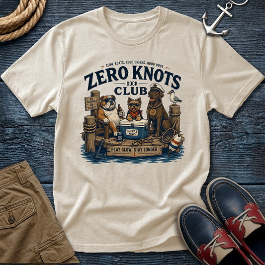 Ivory: Zero Knots Dock Club tee in ivory — vintage dock dogs graphic shirt for boaters, lake days, and Great Lakes adventures