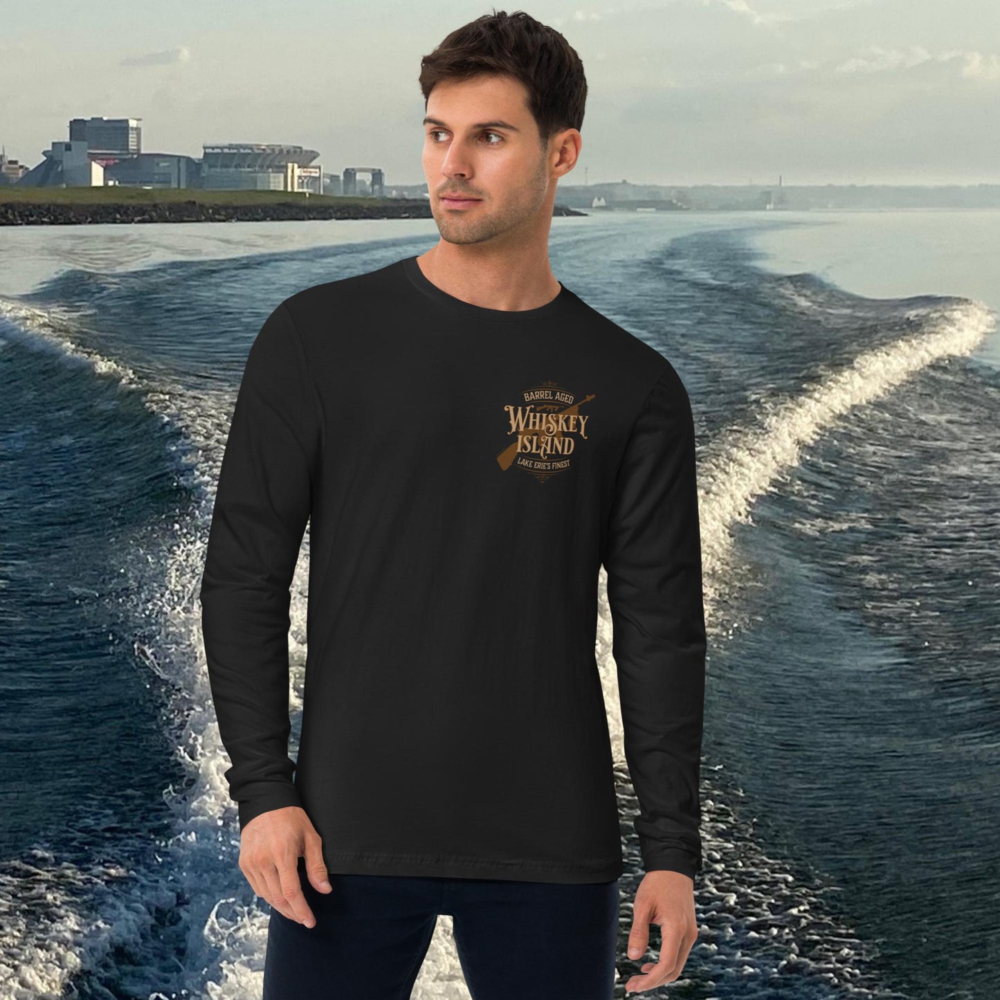 Whiskey Island: Men's Long Sleeve Fitted Crew