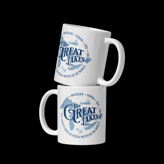 The Great Lakes: White glossy mug