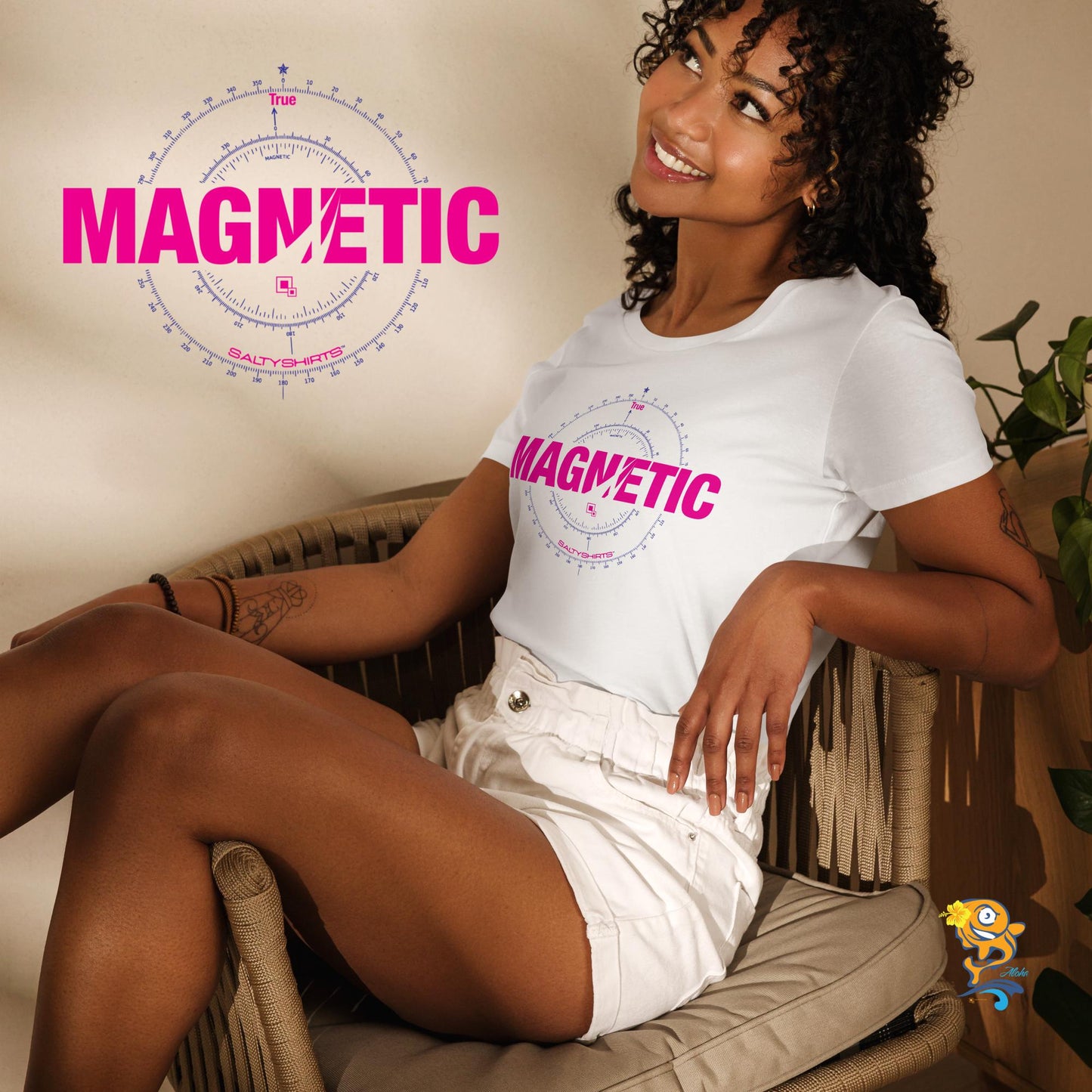 Magnetic Compass Rose: Women's fitted eco tee