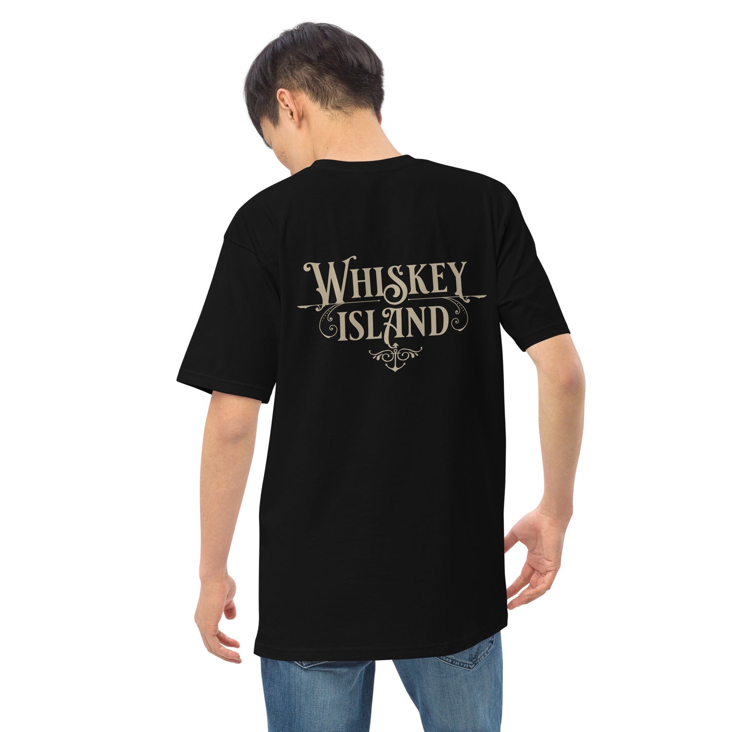 Whiskey Island, Front & Back: Men's premium heavyweight tee