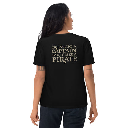 Whiskey Island, Front Logo, Pirate Captain, Back:Unisex organic cotton t-shirt