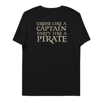 Whiskey Island, Front Logo, Pirate Captain, Back:Unisex organic cotton t-shirt