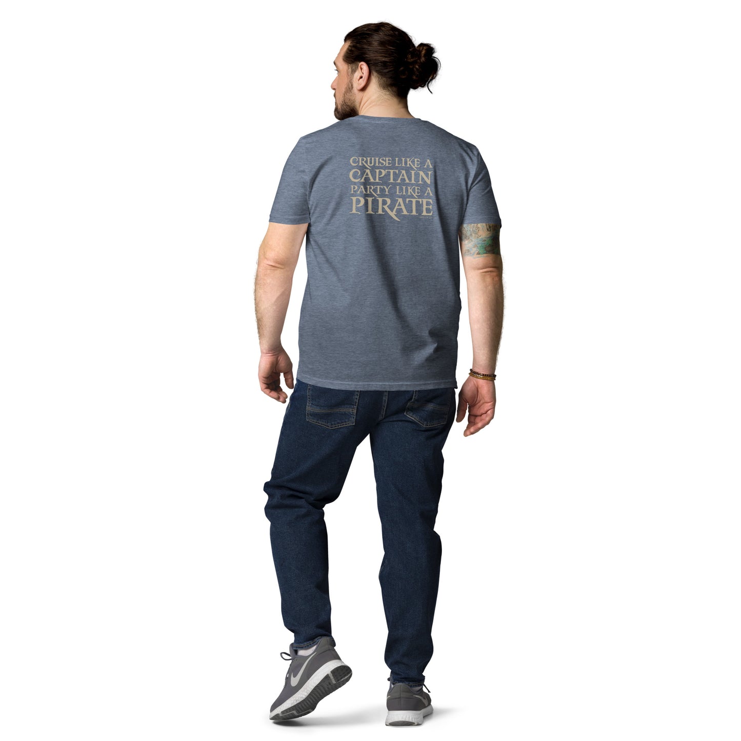 Whiskey Island, Front Logo, Pirate Captain, Back:Unisex organic cotton t-shirt