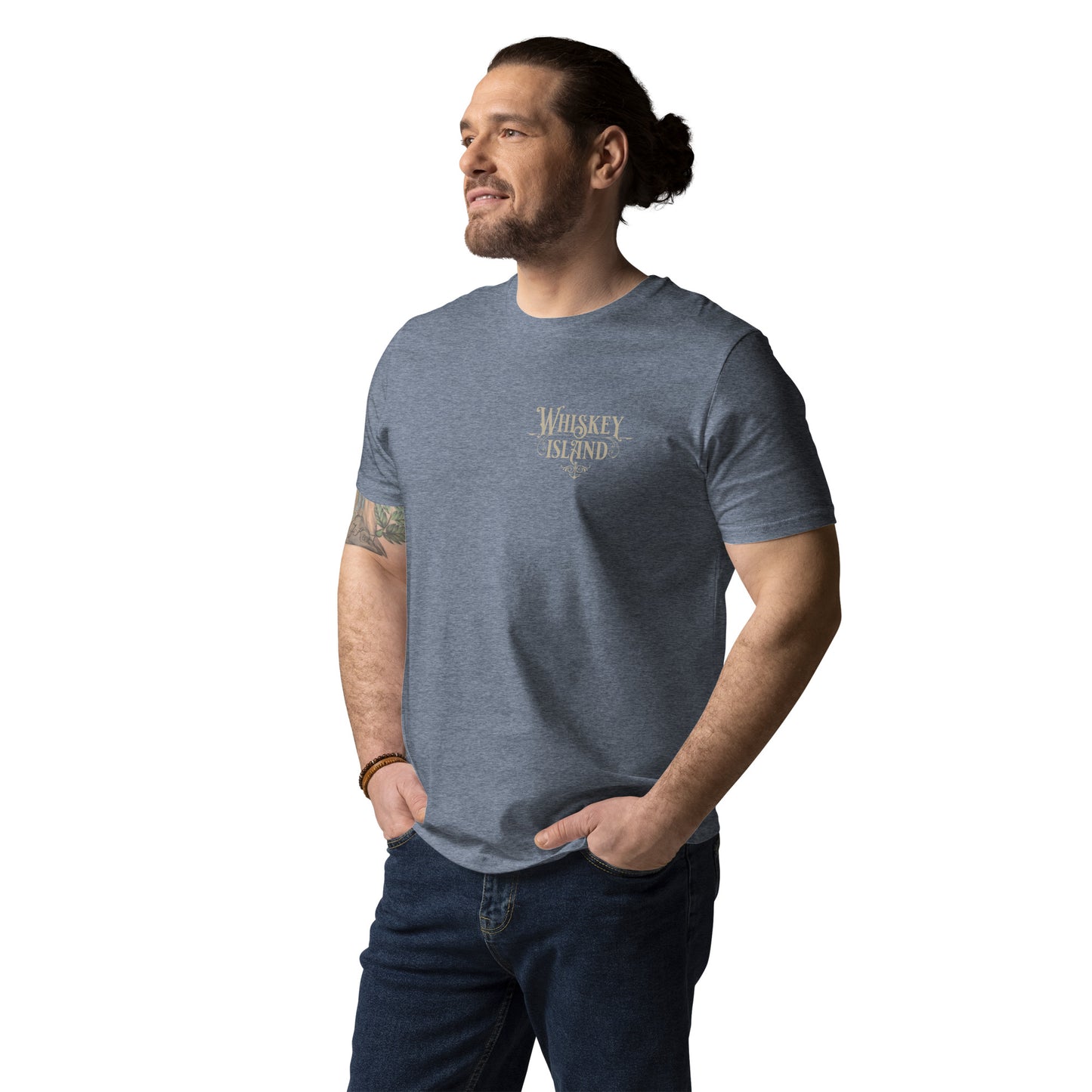 Whiskey Island, Front Logo, Pirate Captain, Back:Unisex organic cotton t-shirt