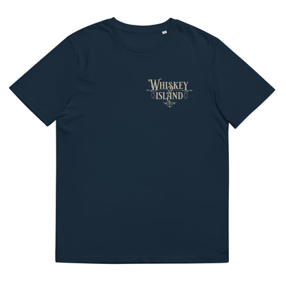 Whiskey Island, Front Logo, Pirate Captain, Back:Unisex organic cotton t-shirt