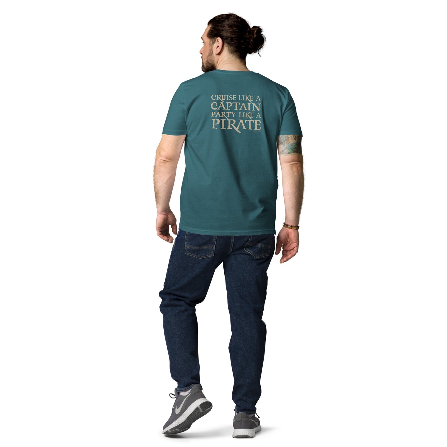 Whiskey Island, Front Logo, Pirate Captain, Back:Unisex organic cotton t-shirt