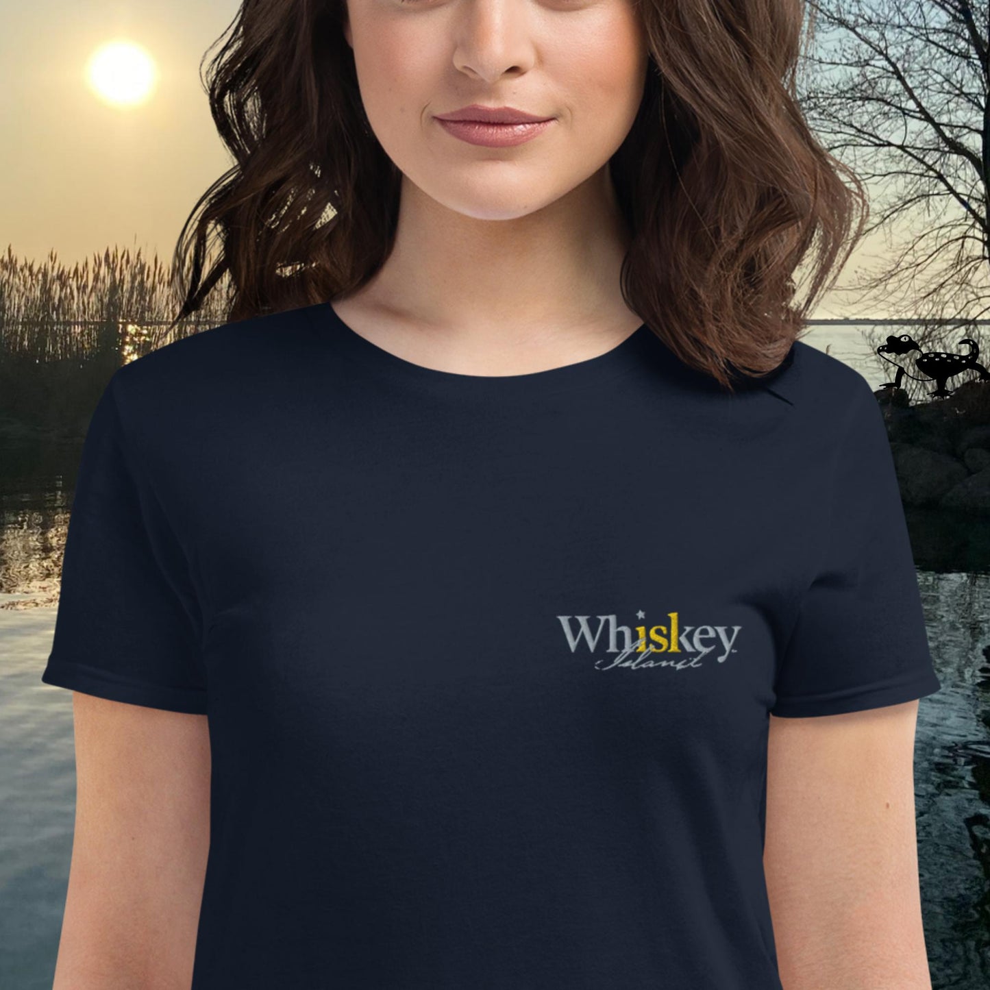 Whiskey Island Embroidered:  Women's short sleeve t-shirt